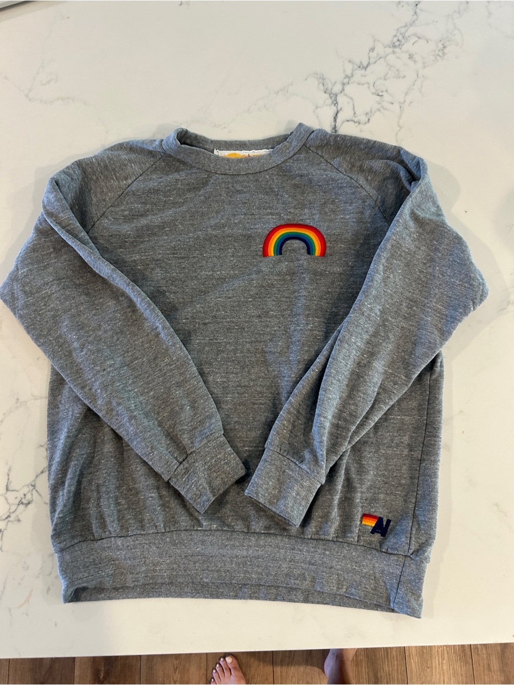 Aviator Nation RAINBOW EMBROIDERY RELAXED CREW SWEATSHIRT size large - Picture 2 of 6